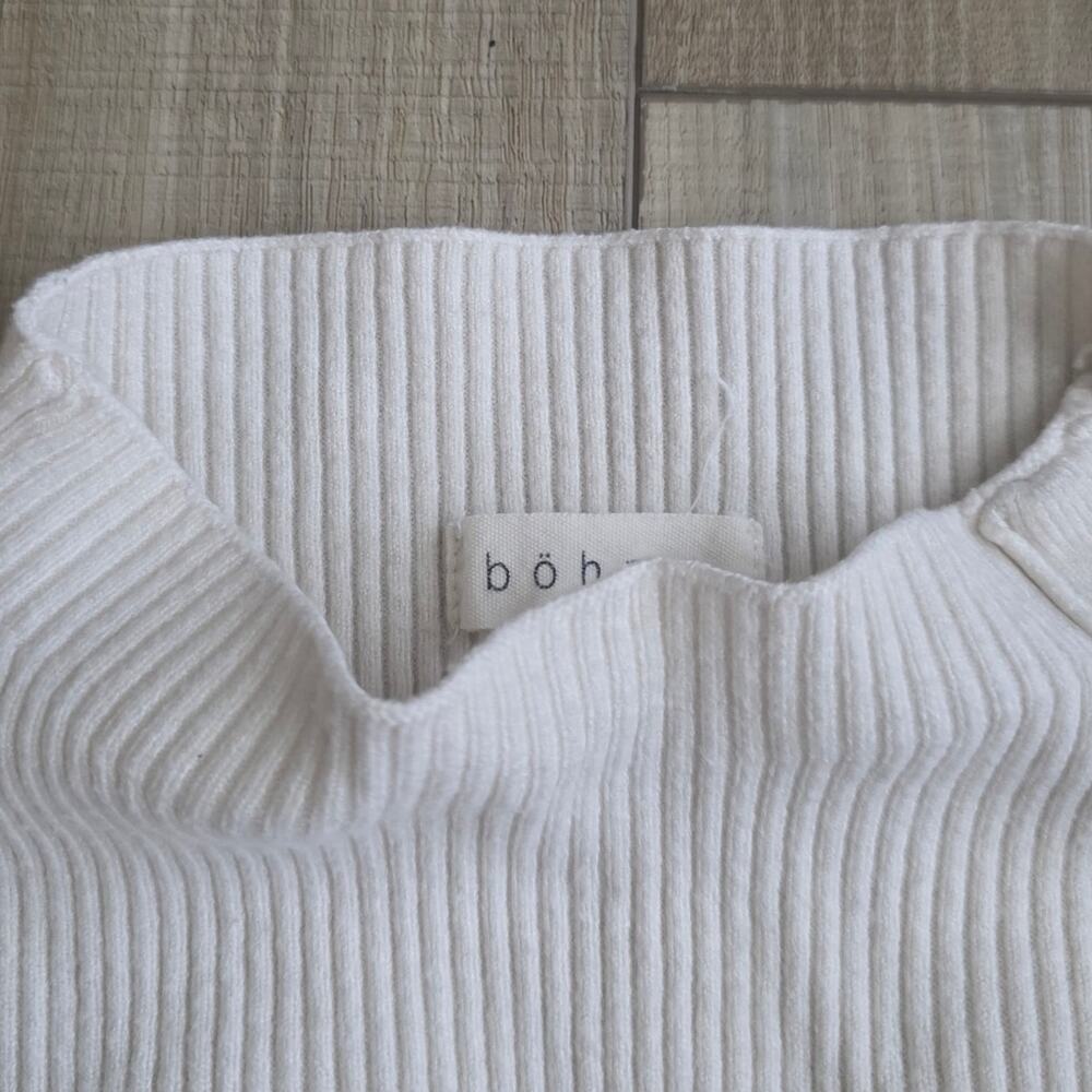 Bohme Cream Rib Knit Mock Neck Long Sleeve Top Women Sz S - Picture 7 of 8